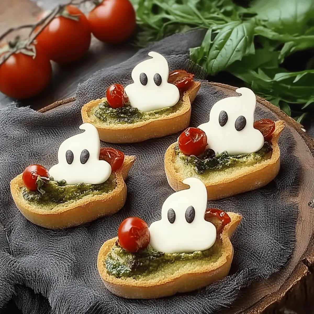 Caprese Crostini Ghosts