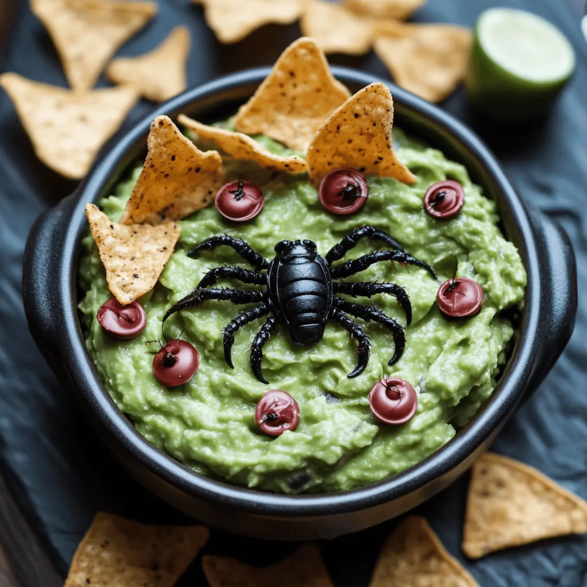 Swamp Guac with Creepy Crawler Chips