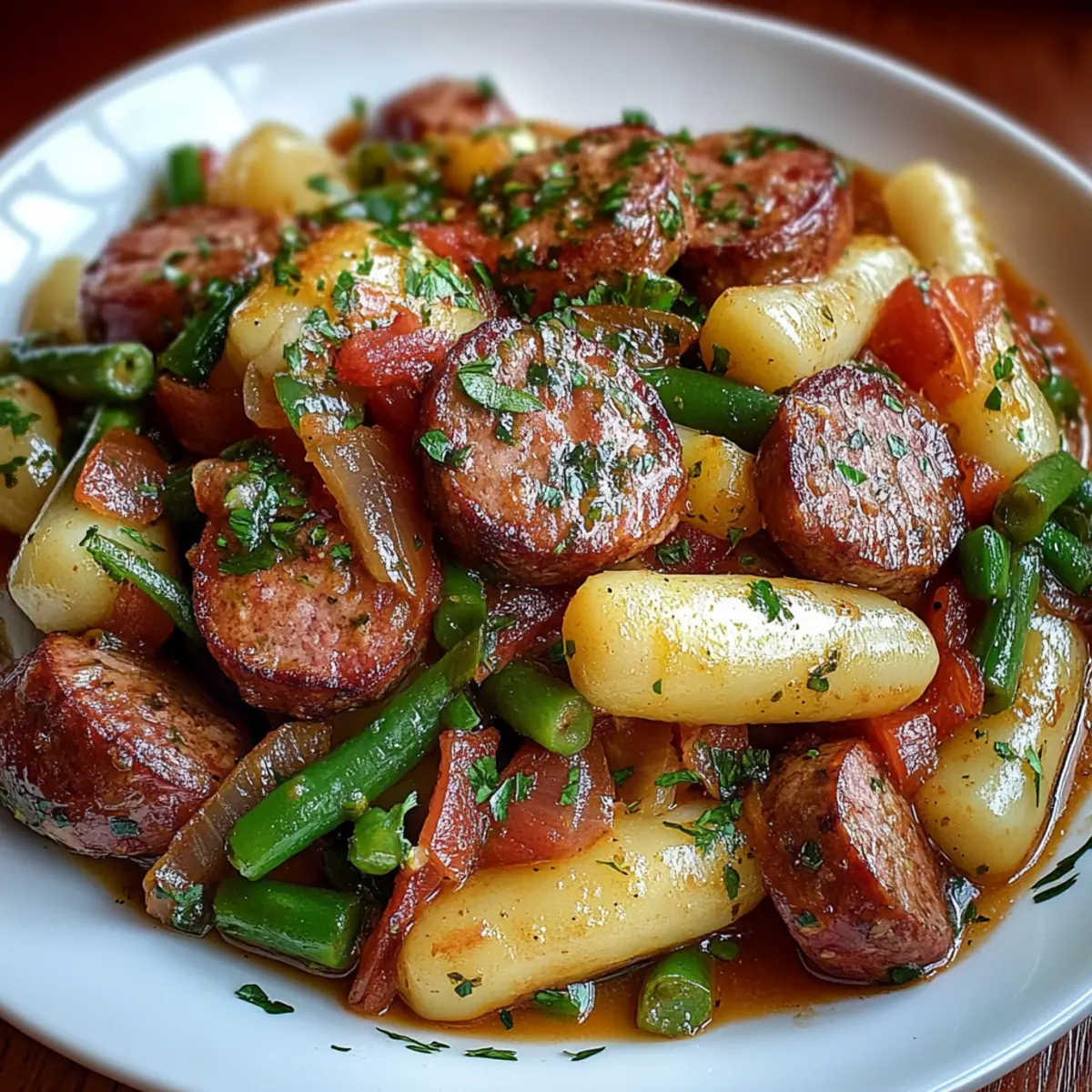 Crockpot Kielbasa and Green Beans