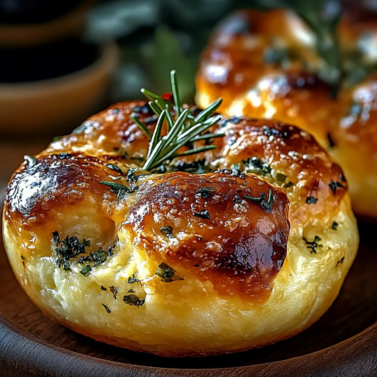 Garlic Rosemary Focaccia Muffins