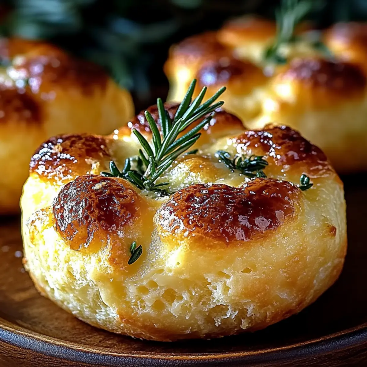 Garlic Rosemary Focaccia Muffins