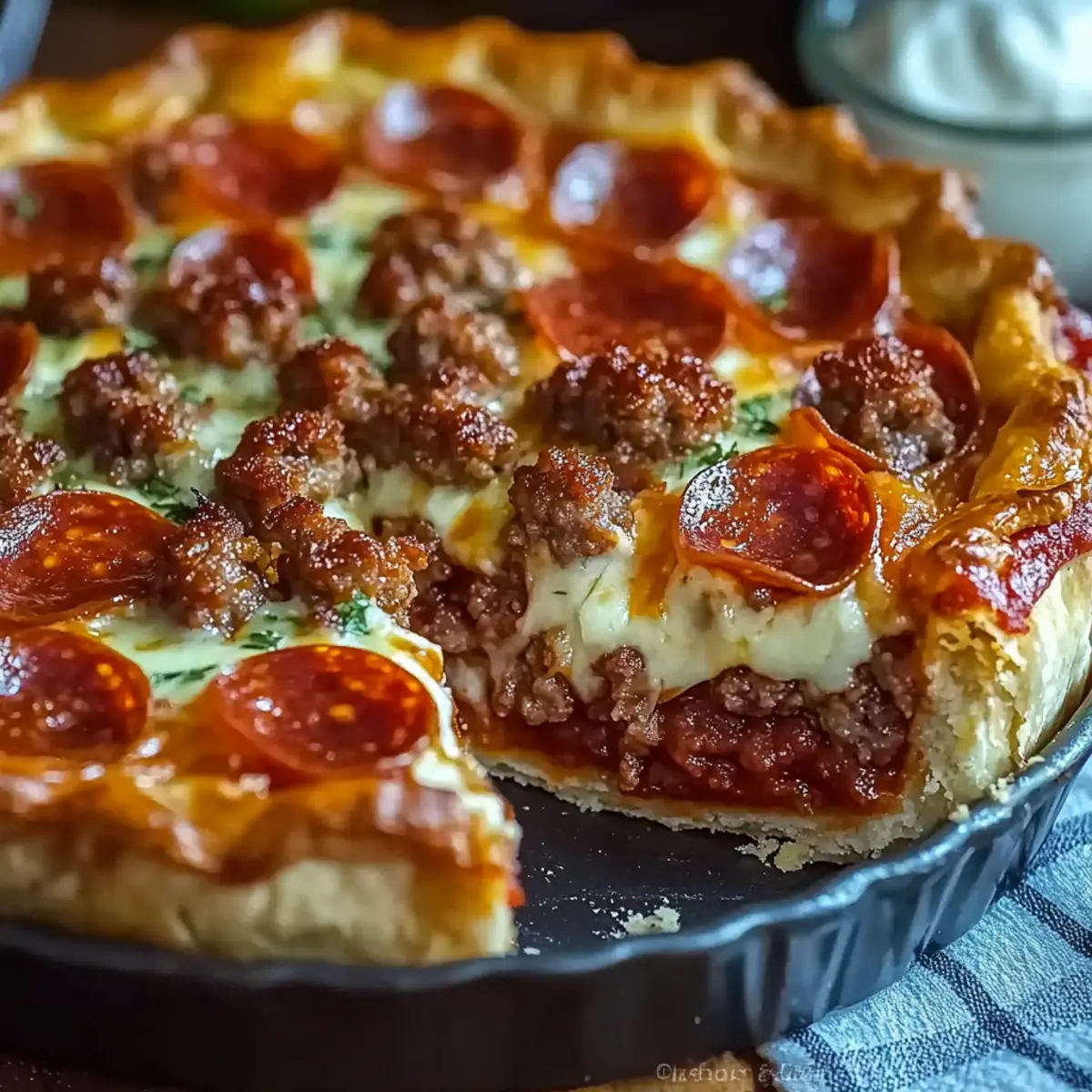 Hamburger Sausage & Pepperoni Pie