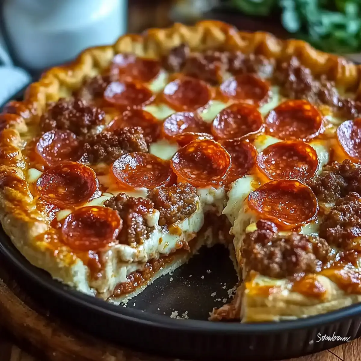 Hamburger Sausage & Pepperoni Pie