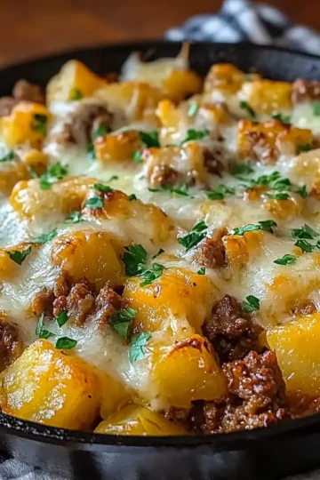 One-Pan Cheesy Meat & Potato Skillet