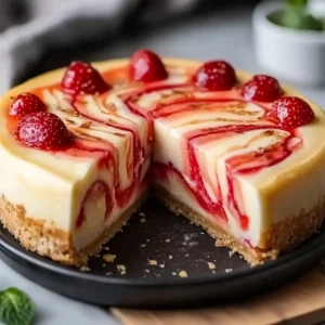 Strawberry Swirl Cheesecake