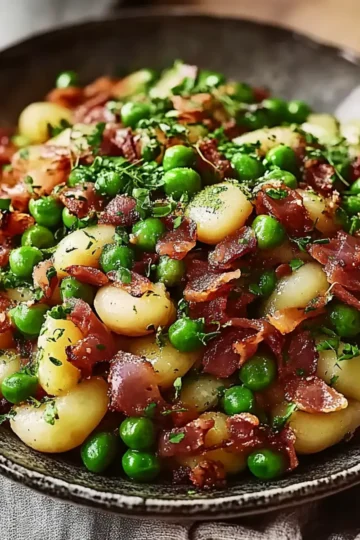 Thanksgiving Peas with Pear and Pancetta