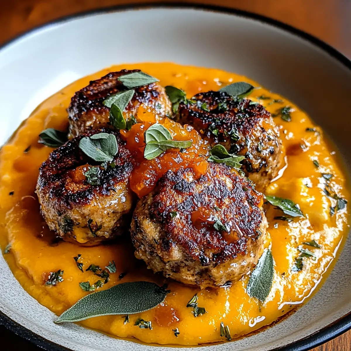 Turkey Meatballs in Pumpkin Sage Sauce