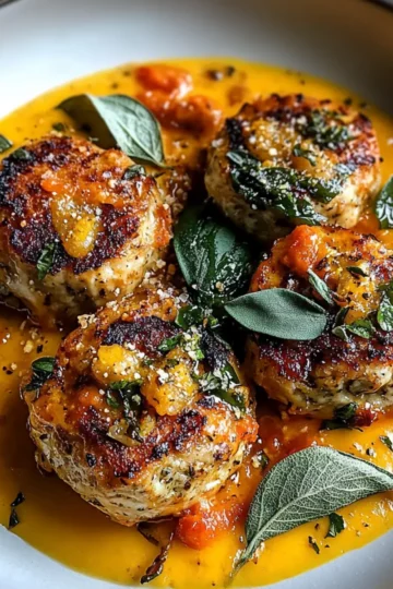 Turkey Meatballs in Pumpkin Sage Sauce