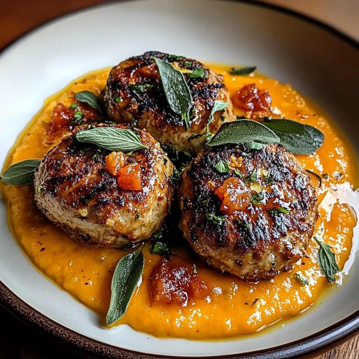 Turkey Meatballs in Pumpkin Sage Sauce