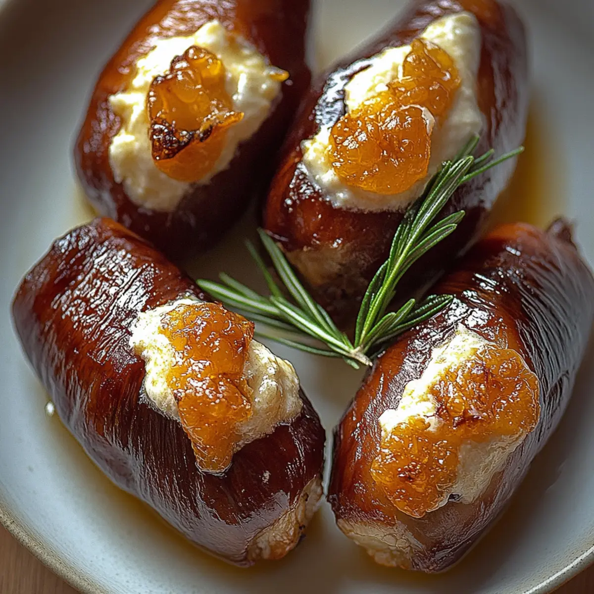 Bacon Wrapped Dates with Goat Cheese & Honey