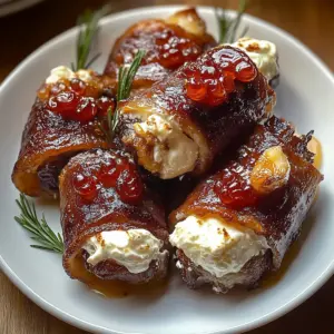 Bacon Wrapped Dates with Goat Cheese & Honey