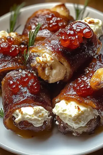 Bacon Wrapped Dates with Goat Cheese & Honey