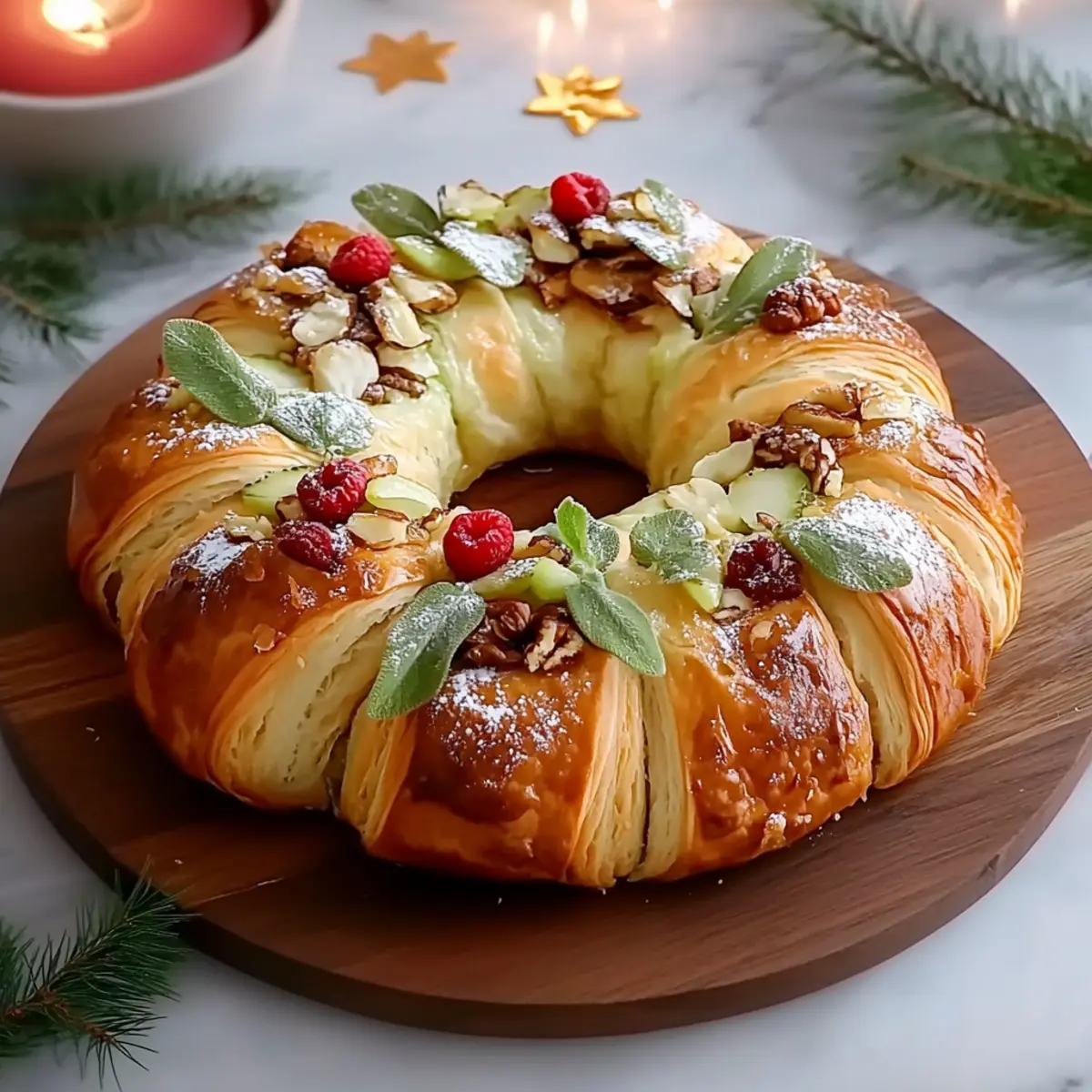 Baklava-Custard Christmas Wreath