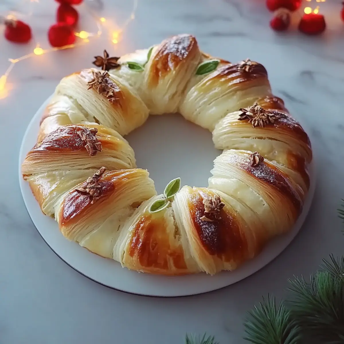 Baklava-Custard Christmas Wreath