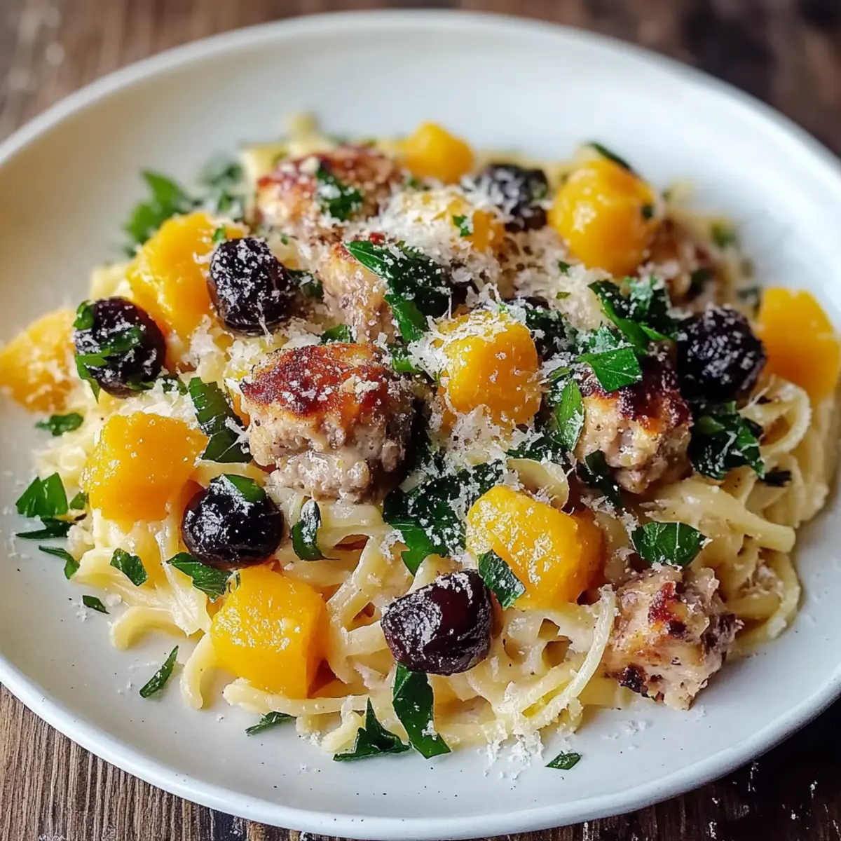 Butternut Squash and Black Bean Orzo with Sausage and Spinach