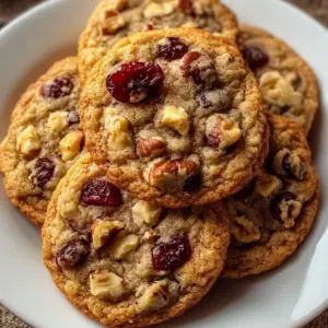 Chewy Spiced Cranberry Cookies with Walnuts