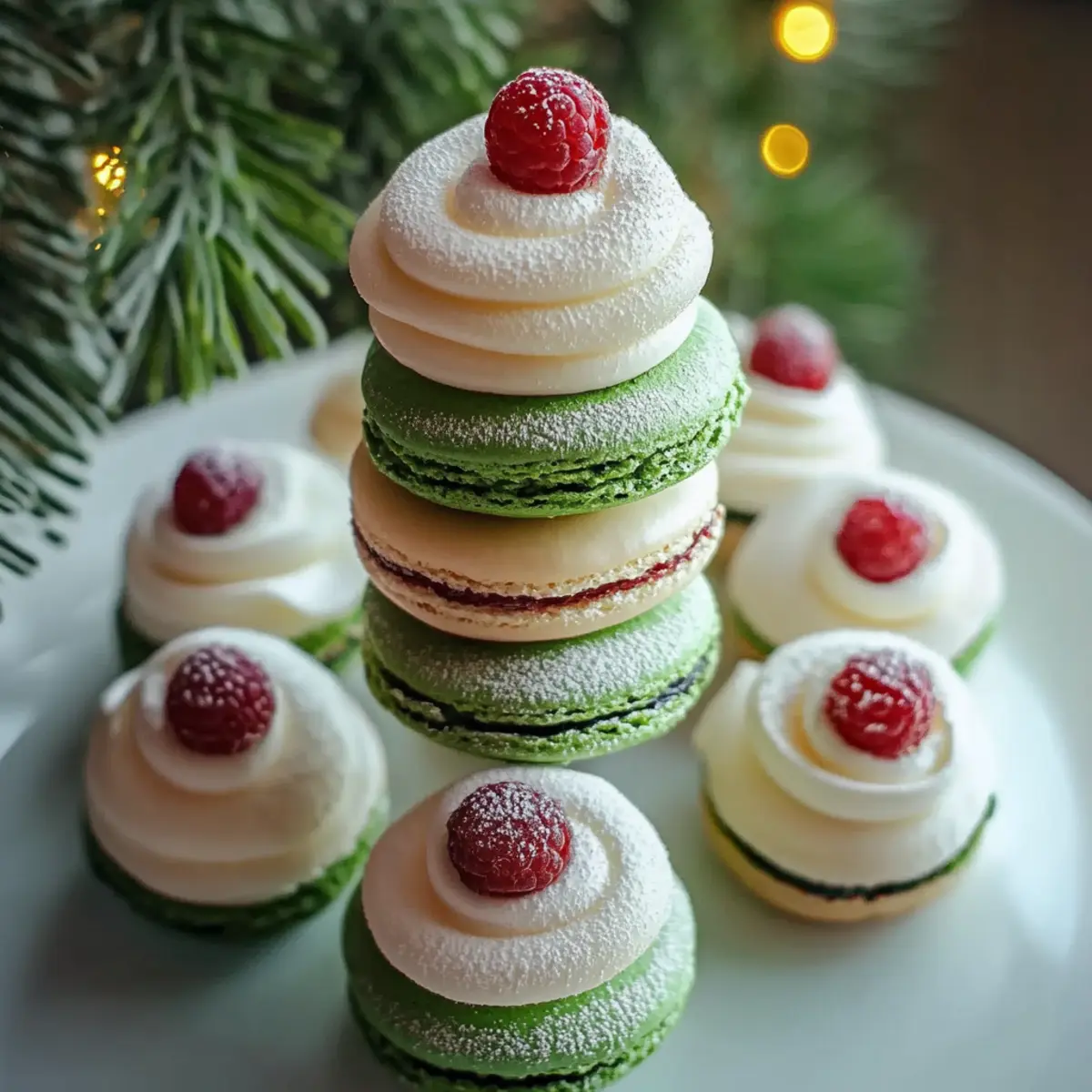 Christmas Tree Cake Macarons