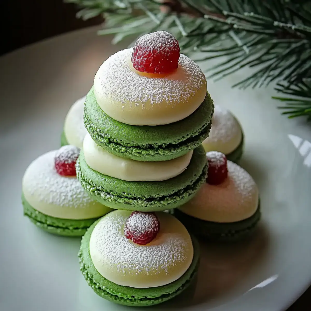 Christmas Tree Cake Macarons