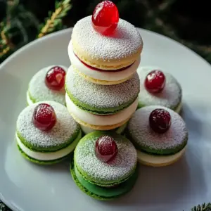 Christmas Tree Cake Macarons