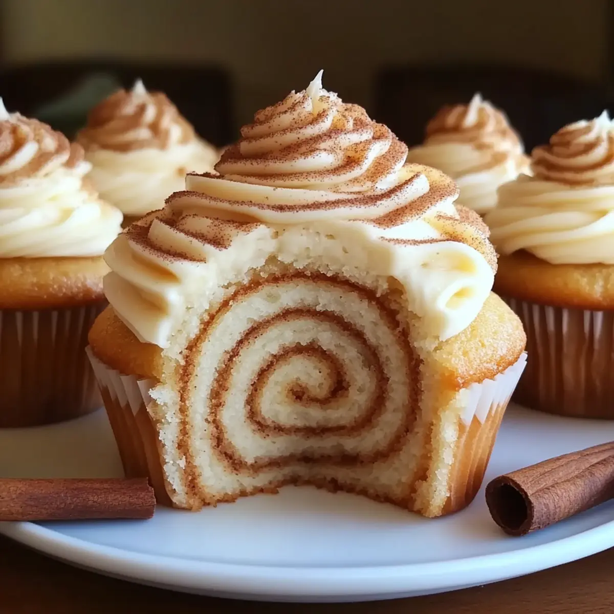 Cinnamon Roll Cupcakes With Swirl Frosting