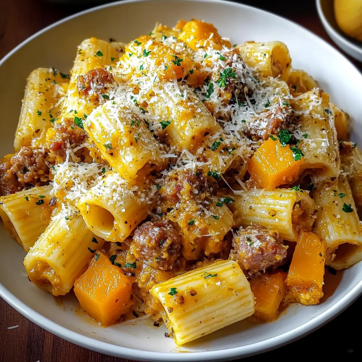 Creamy Rigatoni with Butternut Squash and Spicy Sausage