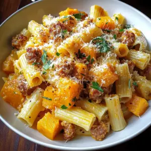 Creamy Rigatoni with Butternut Squash and Spicy Sausage