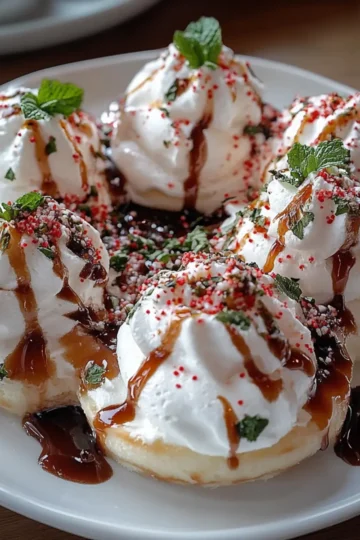 Delicate and Crispy Peppermint Meringues with a Sweet Chocolate Drizzle