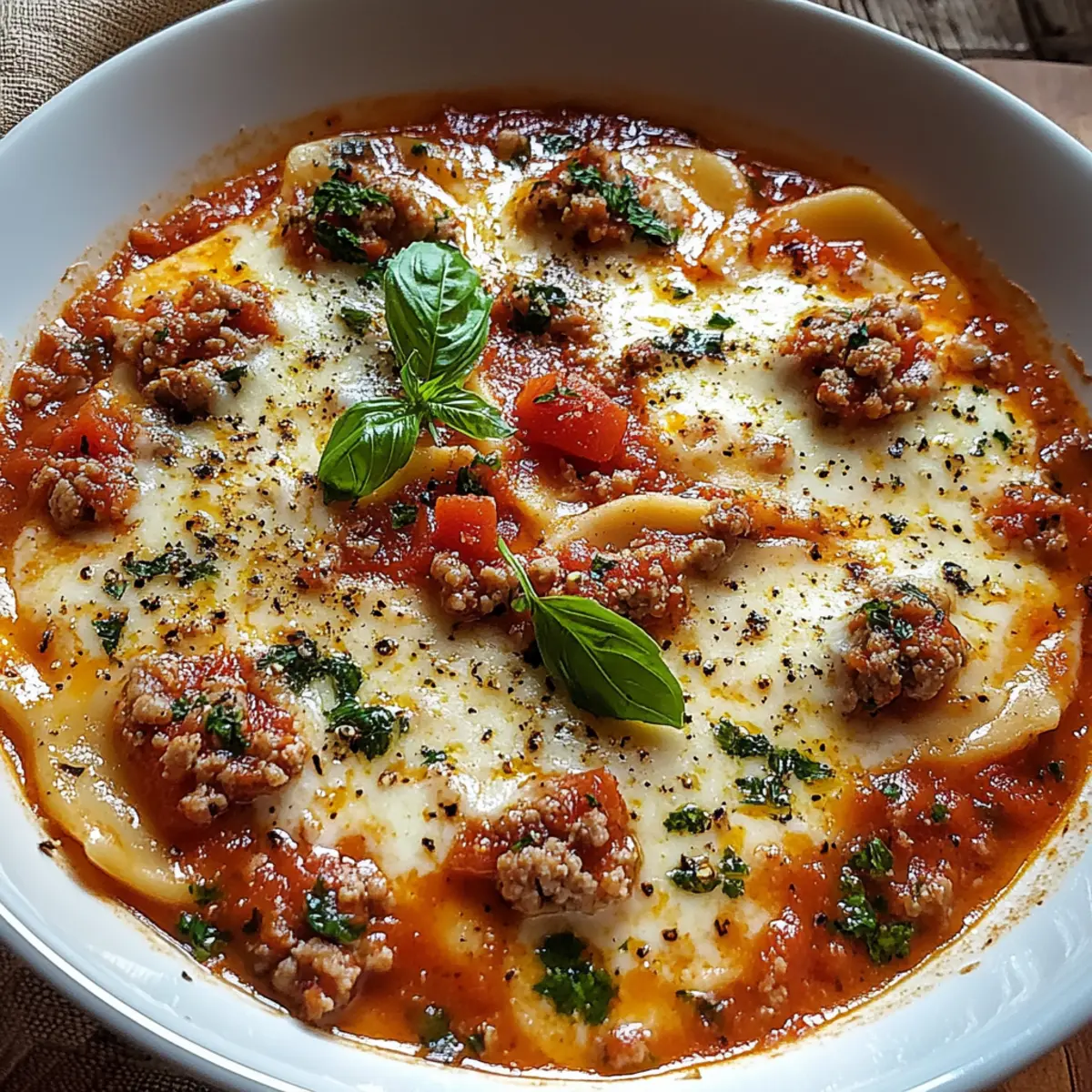 Hearty Cheesy Italian Lasagna Soup