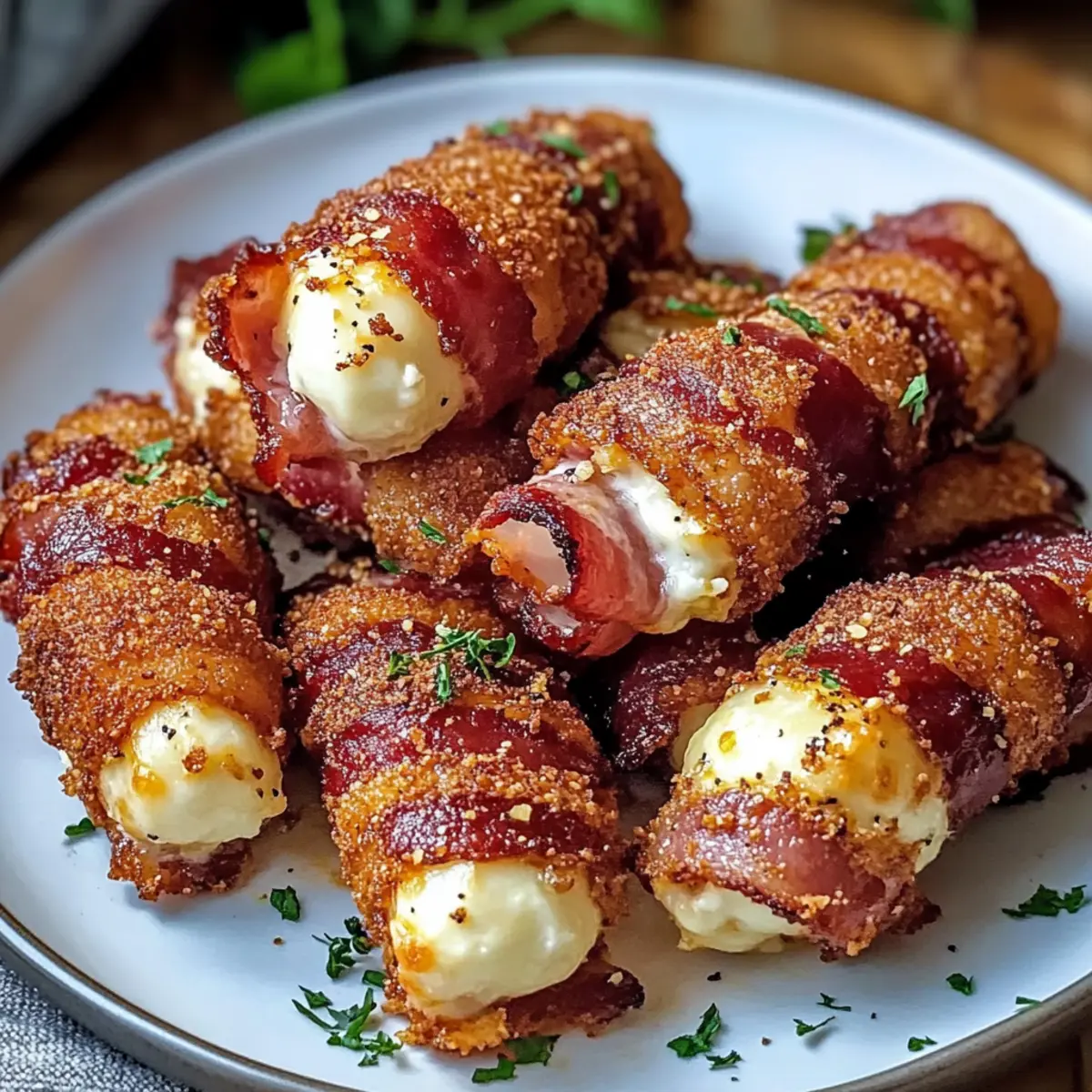 Low Carb Nashville Hot Bacon Wrapped Mozzarella Sticks
