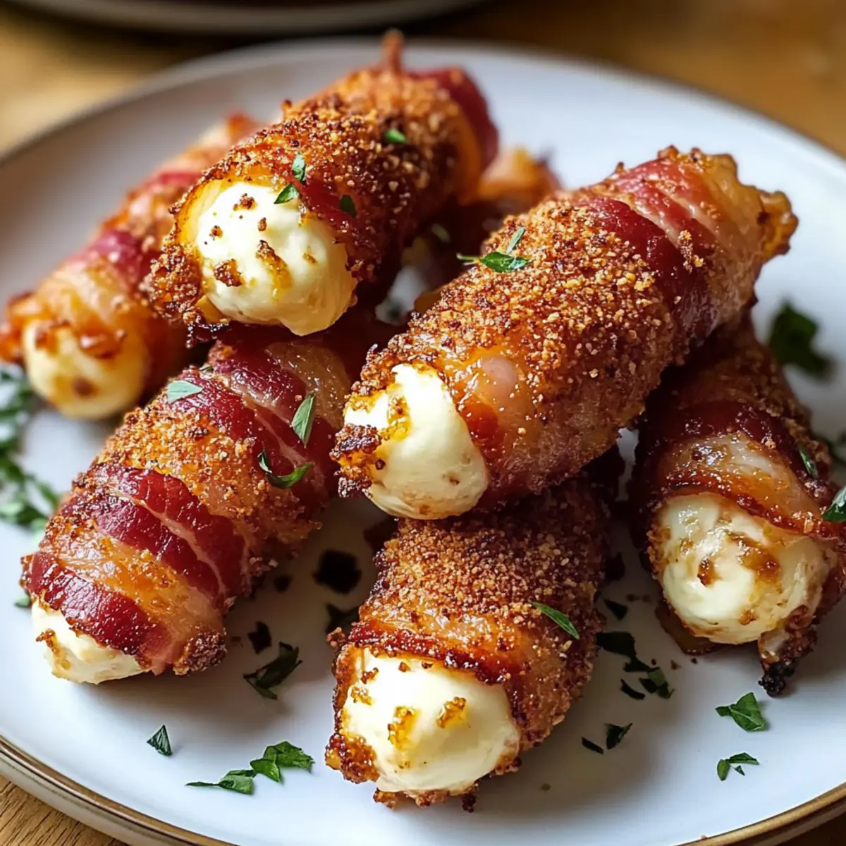 Low Carb Nashville Hot Bacon Wrapped Mozzarella Sticks