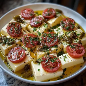 Marinated Cheese Appetizer with Salami & Green Olives