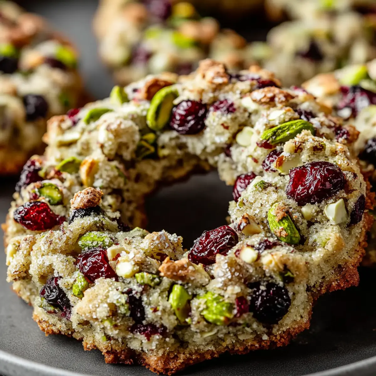 Pistachio Cranberry Wreath Cookies