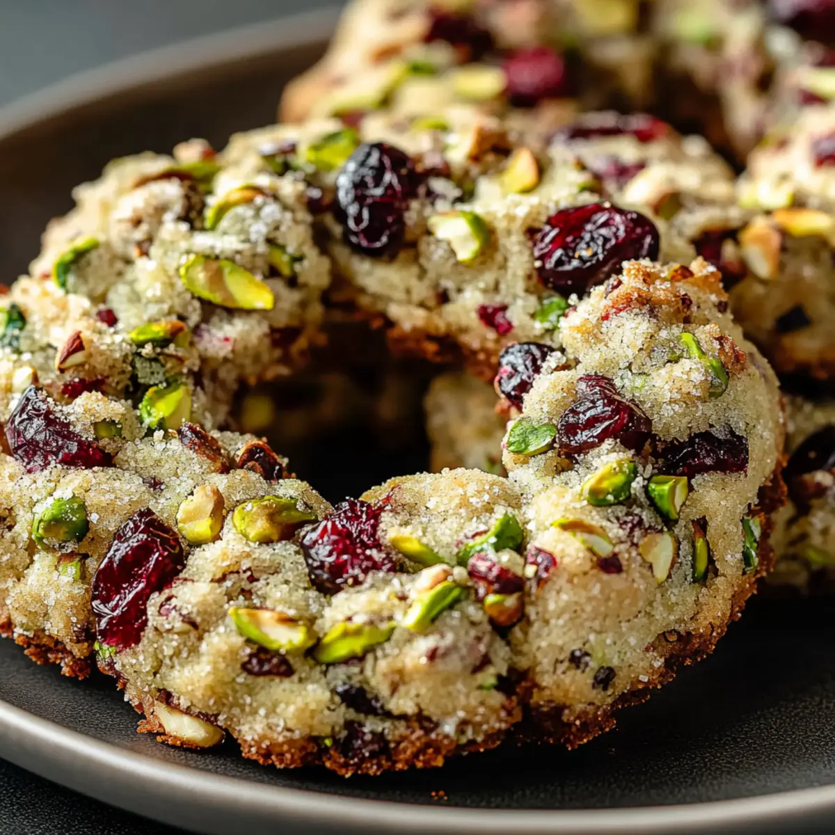 Pistachio Cranberry Wreath Cookies