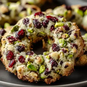 Pistachio Cranberry Wreath Cookies