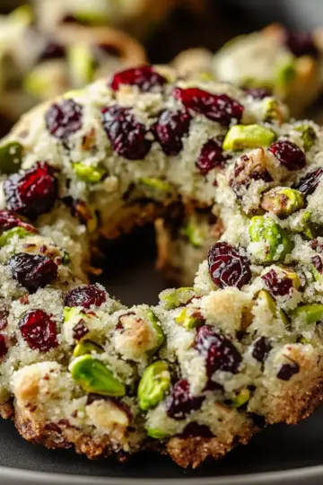 Pistachio Cranberry Wreath Cookies