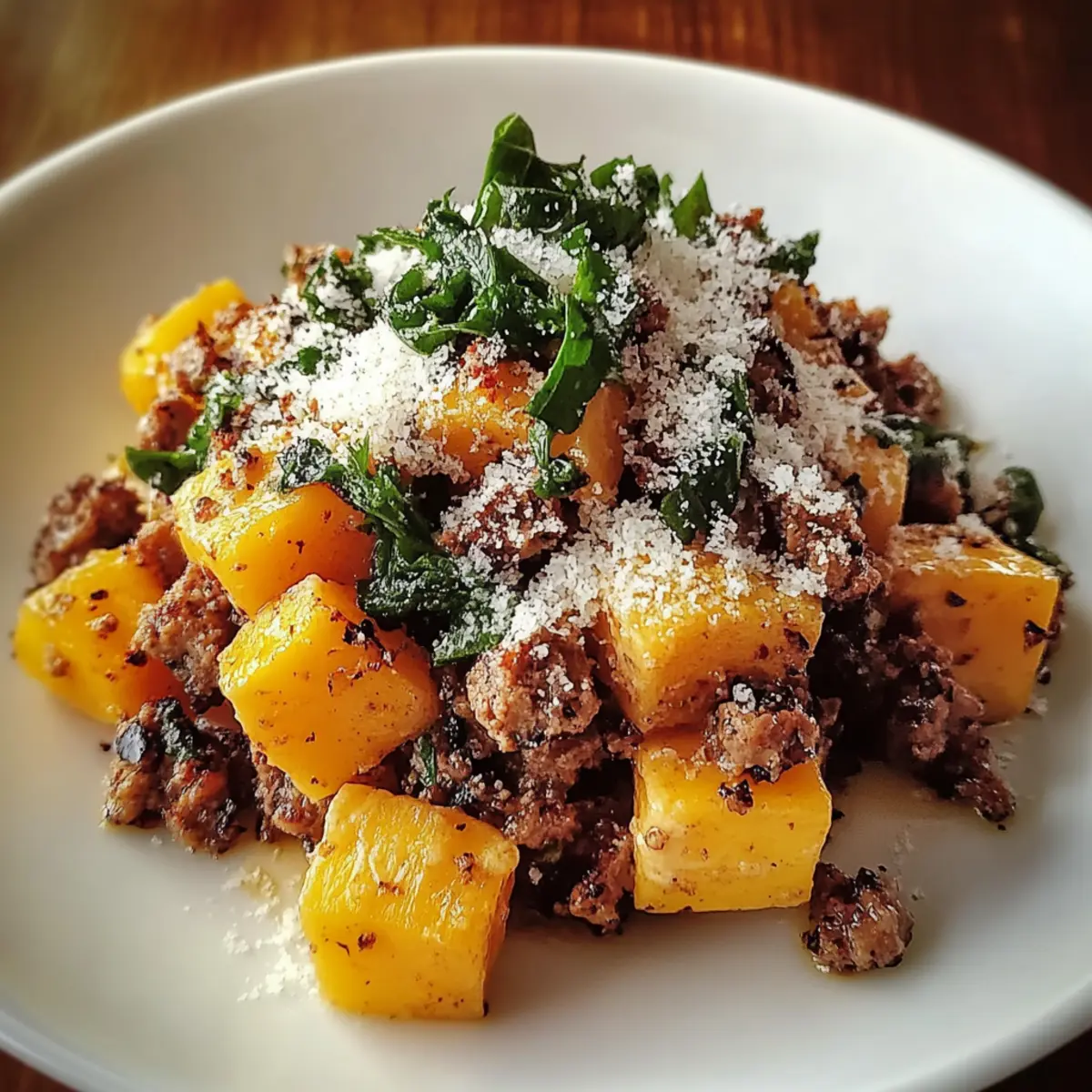 Roasted Butternut Squash With Ground Turkey