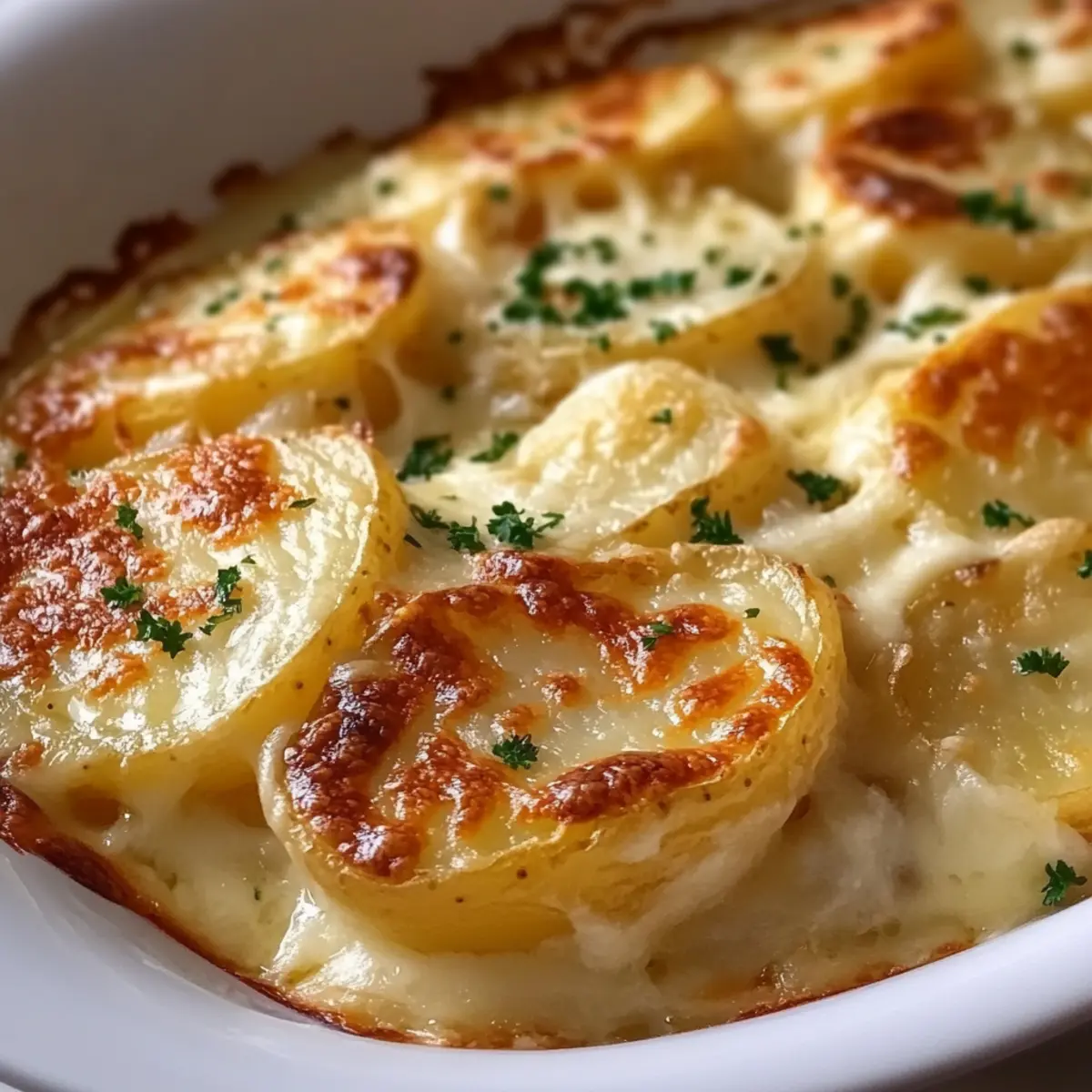 Roasted Garlic Potatoes au Gratin