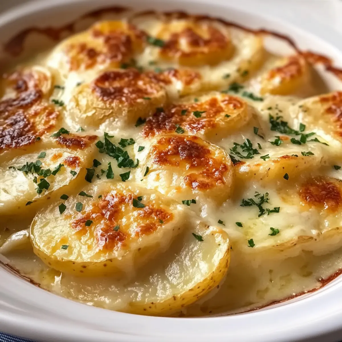 Roasted Garlic Potatoes au Gratin