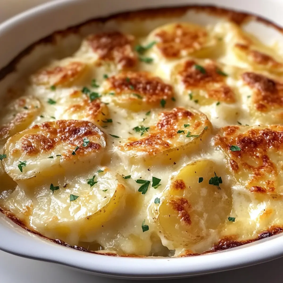 Roasted Garlic Potatoes au Gratin