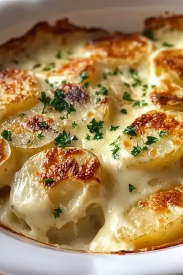 Roasted Garlic Potatoes au Gratin