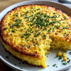 Savory Baked Corn Pudding with Cheddar and Herbs