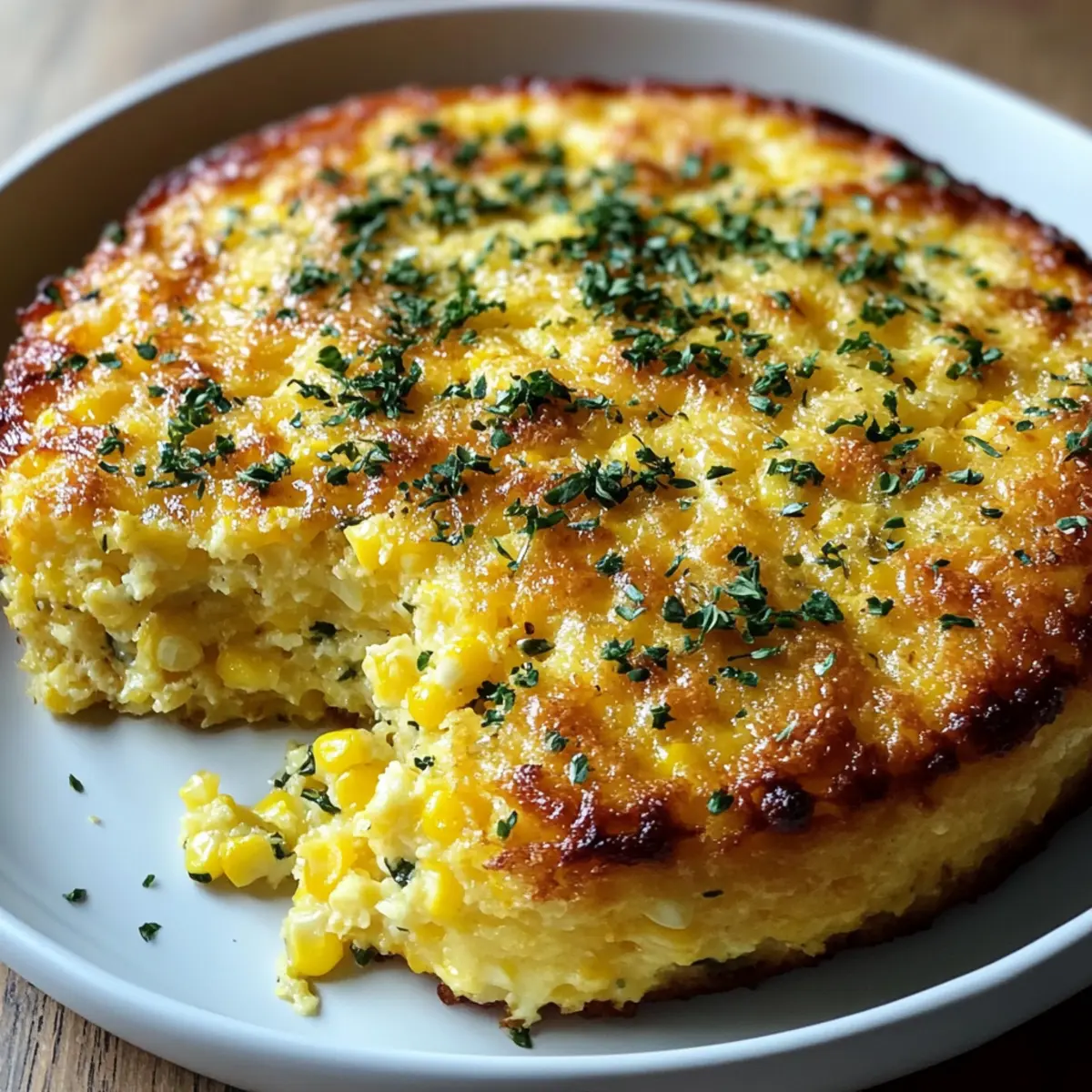 Savory Baked Corn Pudding with Cheddar and Herbs