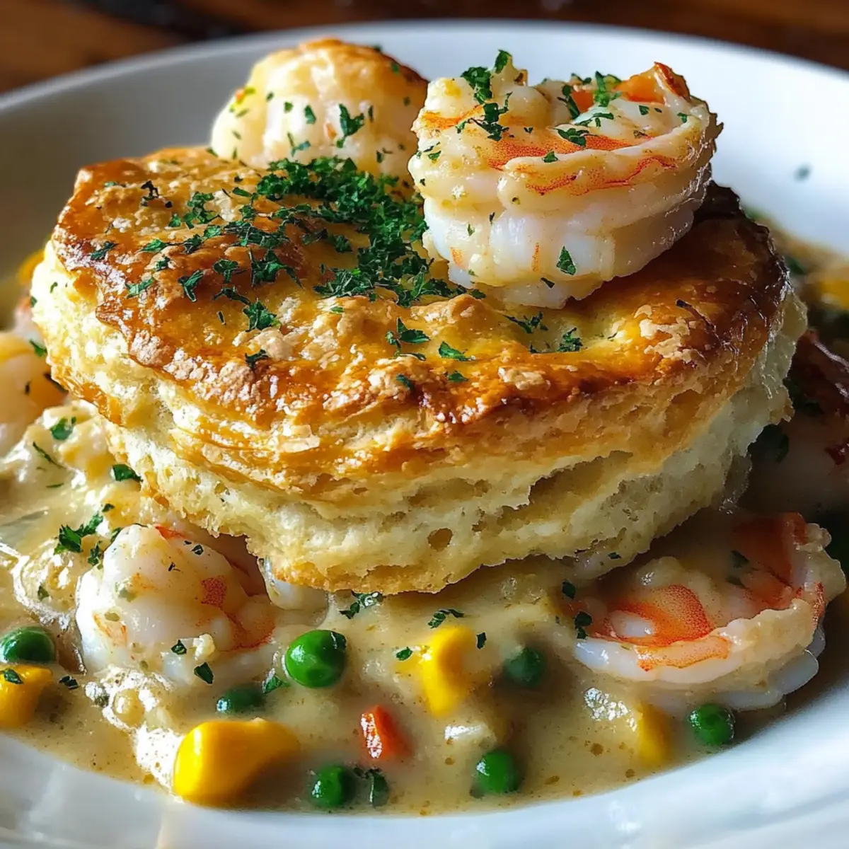 Shrimp & Lobster Cheddar Bay Biscuit Pot Pie