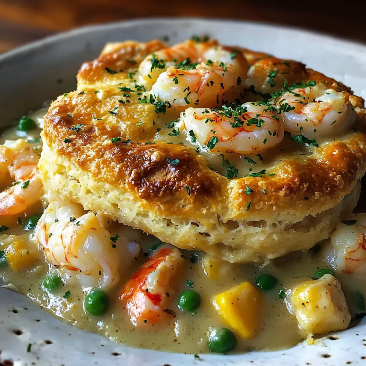 Shrimp & Lobster Cheddar Bay Biscuit Pot Pie
