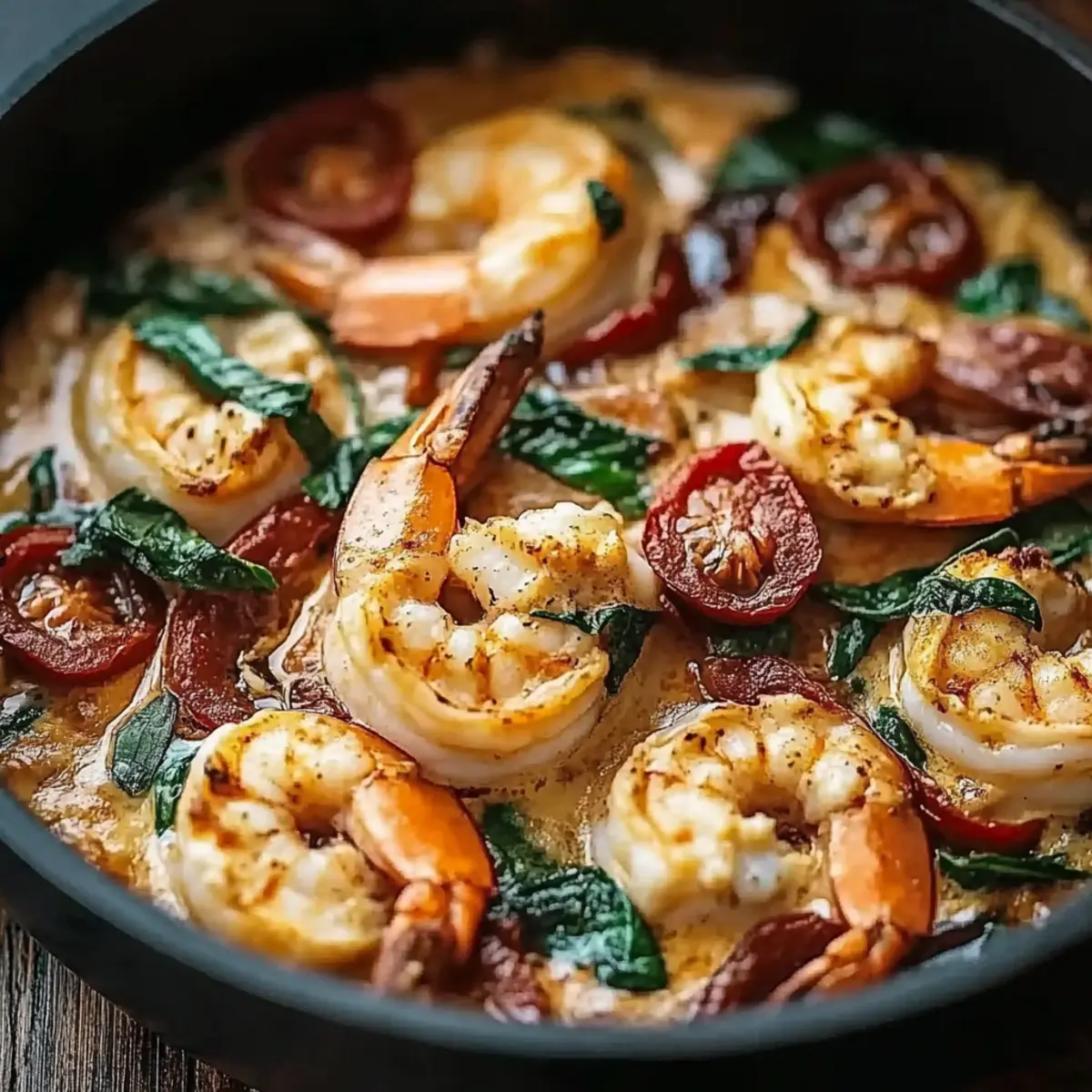 Tuscan Shrimp with Spinach, Artichokes
