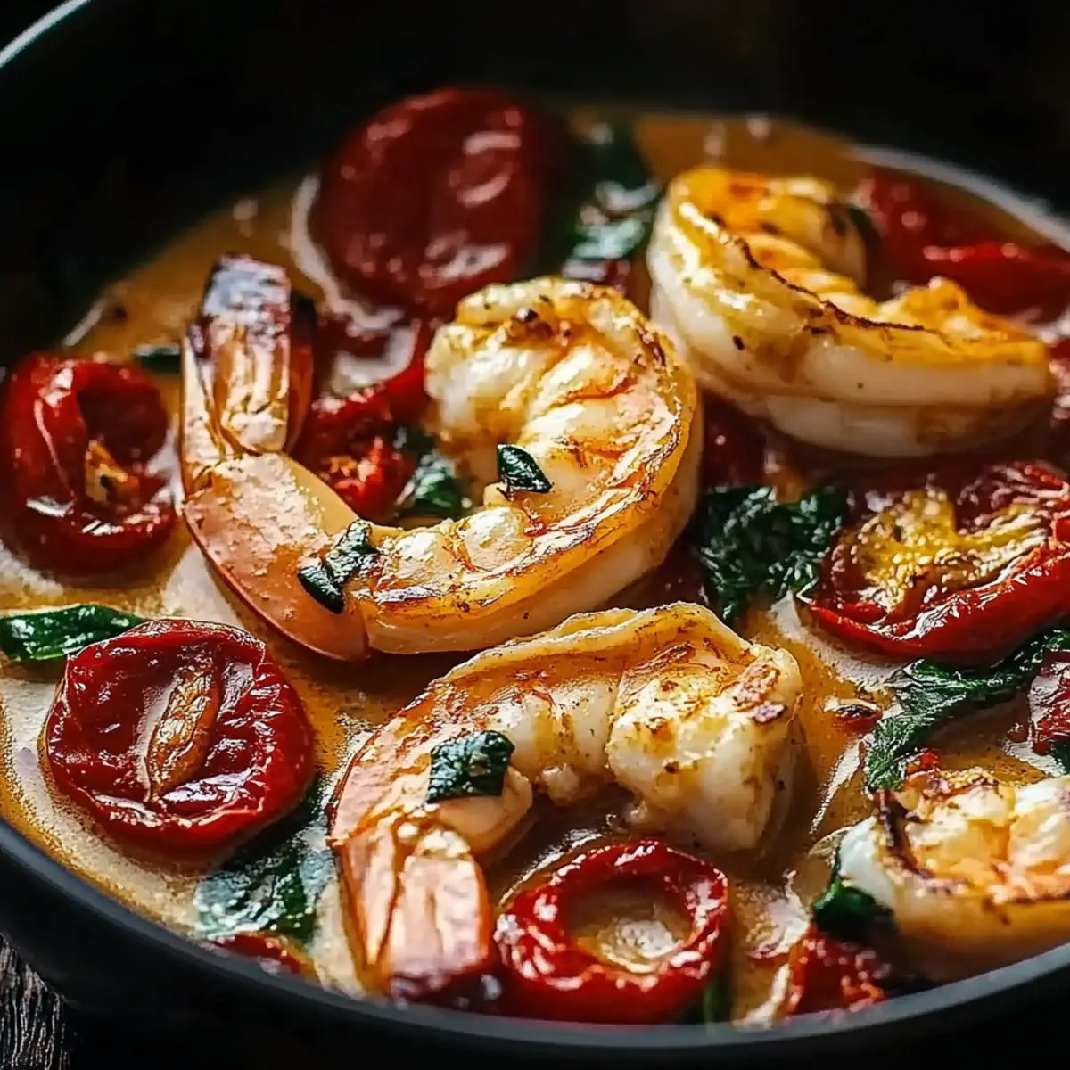 Tuscan Shrimp with Spinach, Artichokes