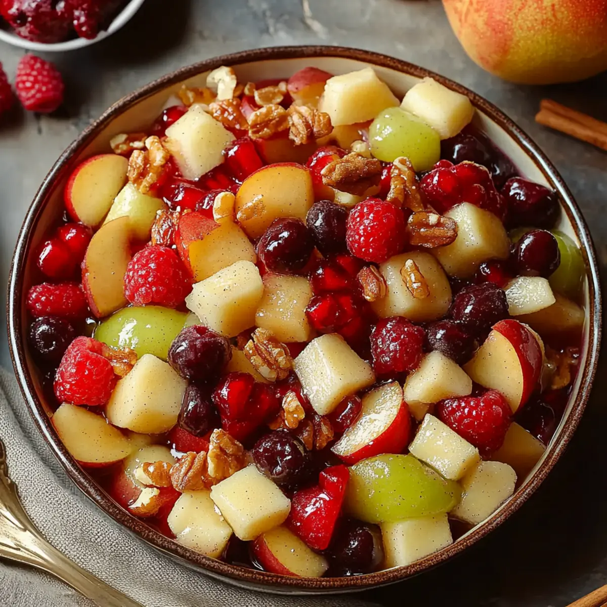 Winter Fruit Salad with Cinnamon Vanilla Dressing