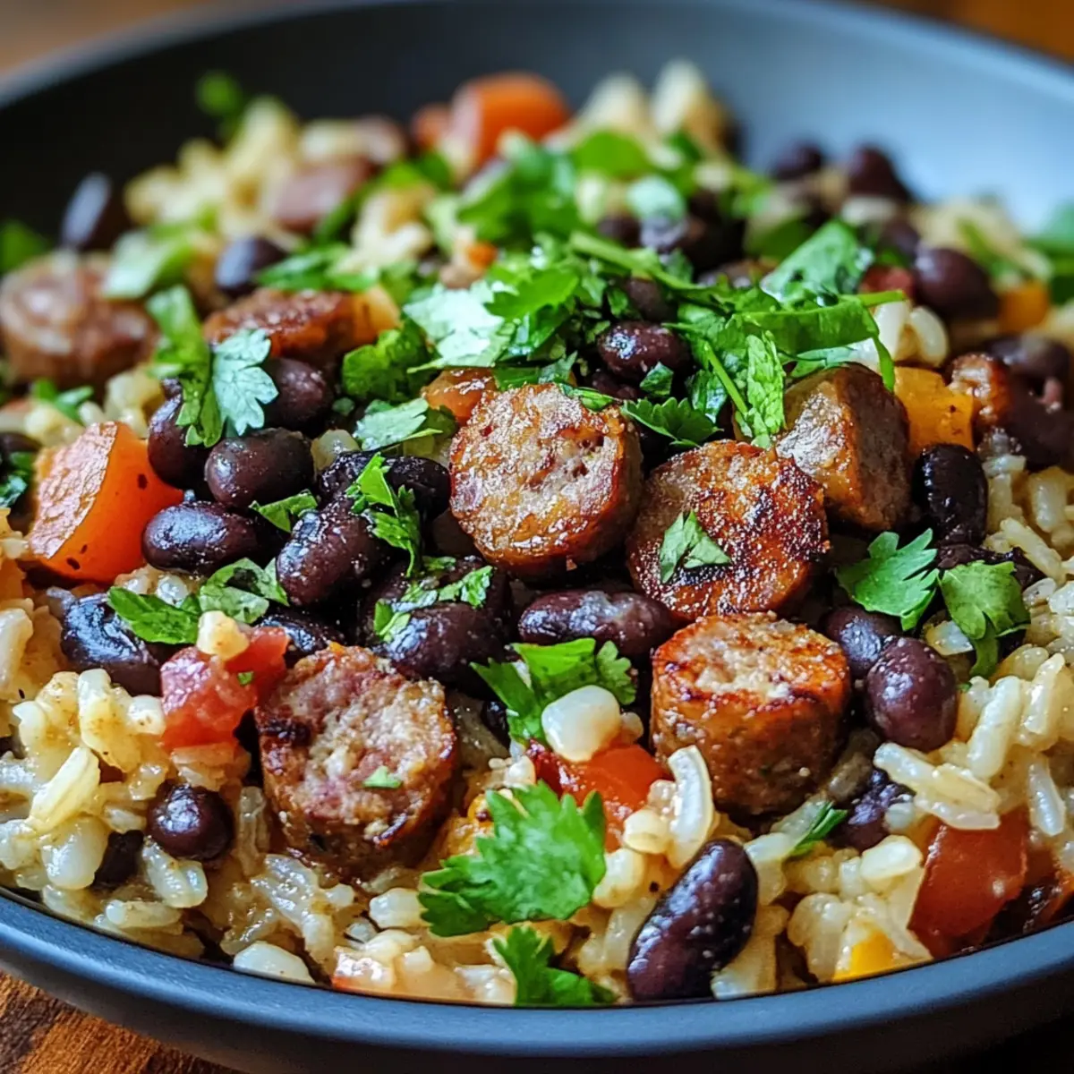 Black Beans, Sausage and Rice Skillet