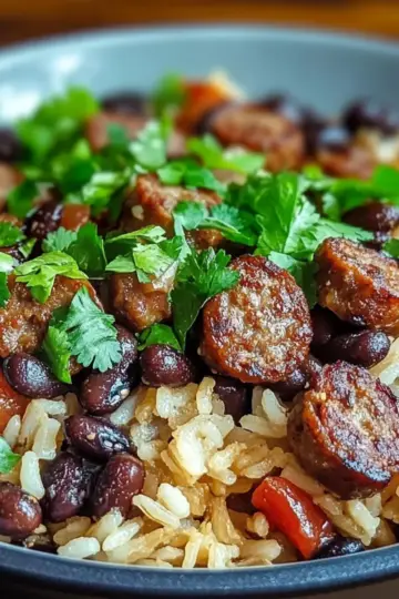 Black Beans, Sausage and Rice Skillet