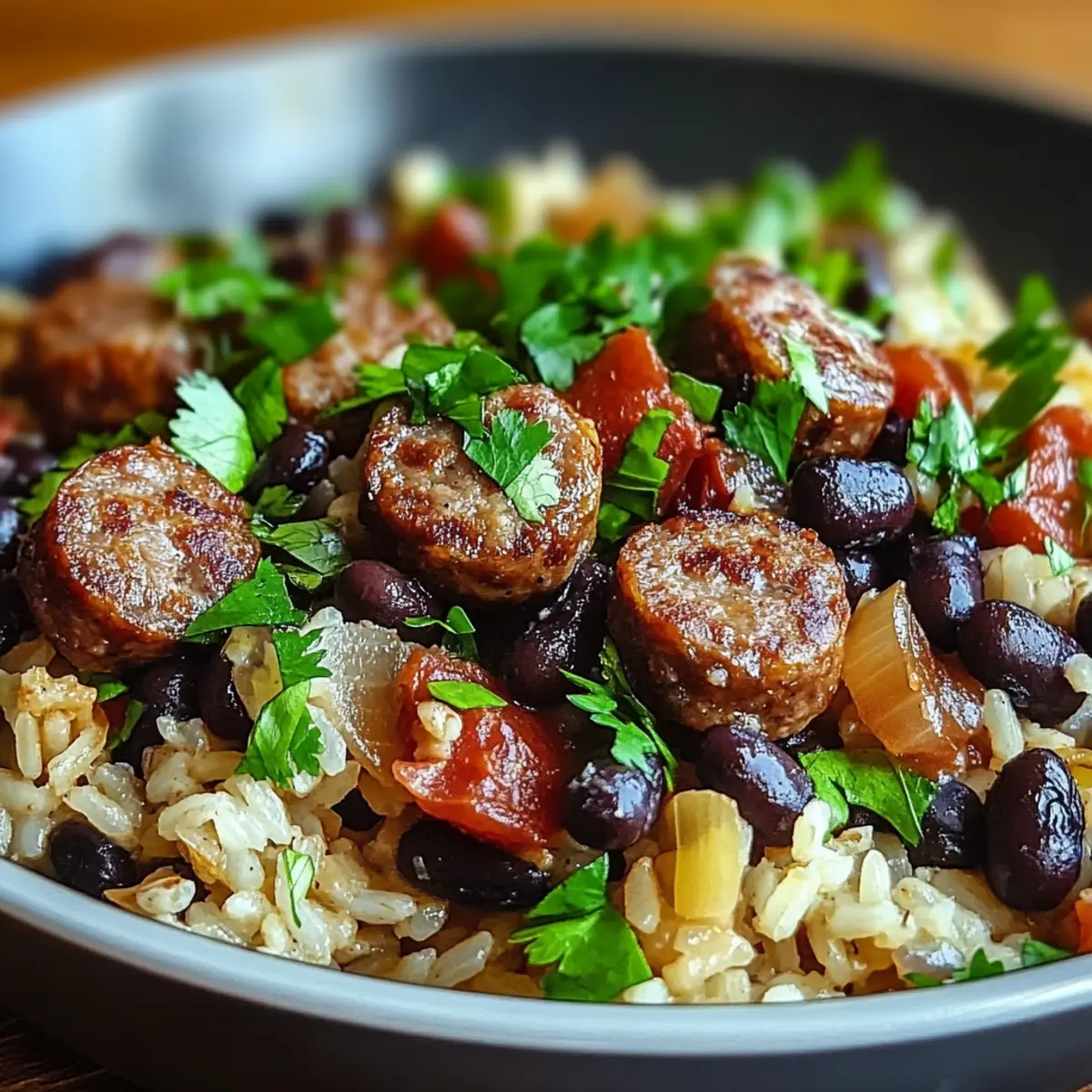 Black Beans, Sausage and Rice Skillet
